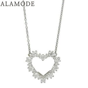 TIFFANY Co Diamond Heart Necklace Platinum Silver